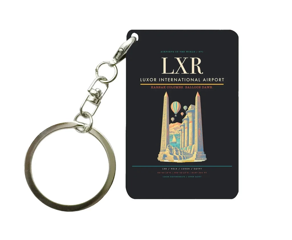 Luxor International Airport LXR Key Chain design on black key chain