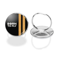 Thumbnail for Born To Fly & Pilot Epaulettes (2 Lines) aviation ring in stainless steel.