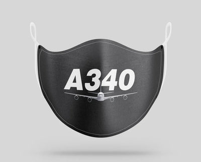 Super Airbus A340 aviation face mask in breathable cotton blend.