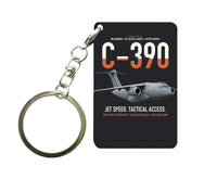 Thumbnail for C-390 Millennium design on black designed key chain, double-side print