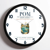 Thumbnail for Port Moresby International Airport (POM) design on white framed wall clock