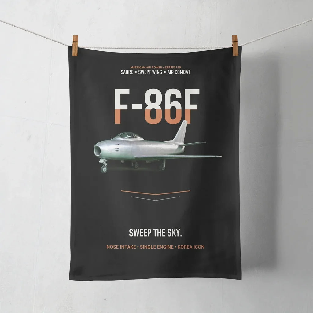 F-86F Sabre Sweep The Sky design on black towel