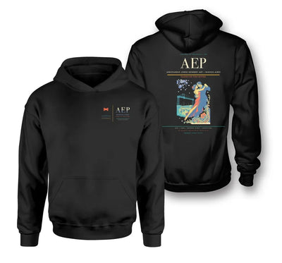 Aeroparque Jorge Newbery (AEP) design on black double-side hoodie