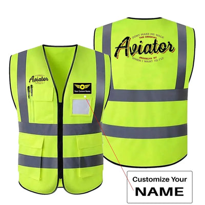 Aviator - Dont Make Me Walk aviation design printed on high-visibility reflective fabric reflective vest.