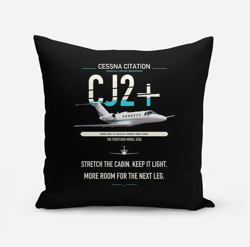 Cessna Citation CJ2+ design on black pillow