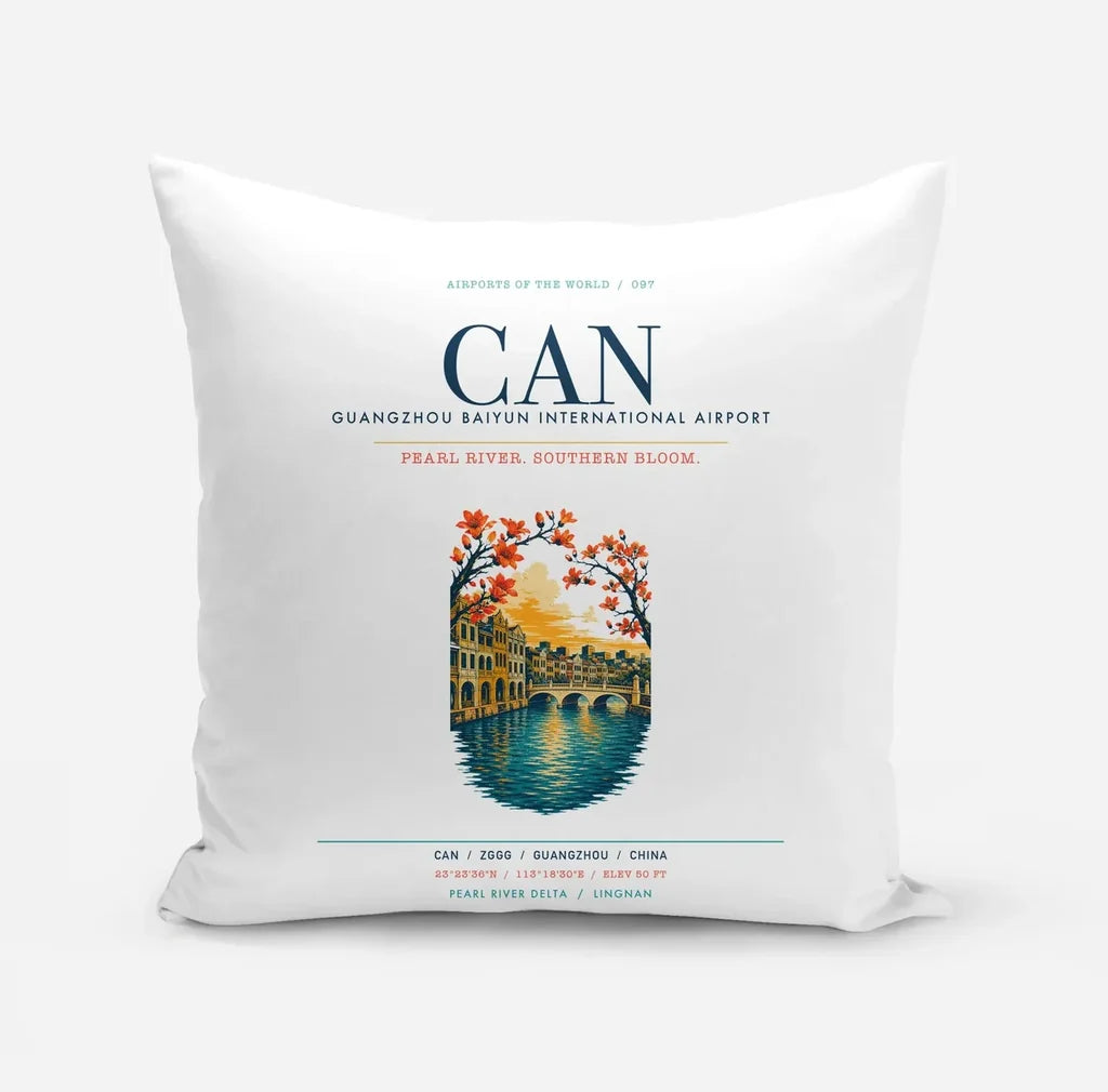 Guangzhou Baiyun International Airport (CAN) design on white pillow