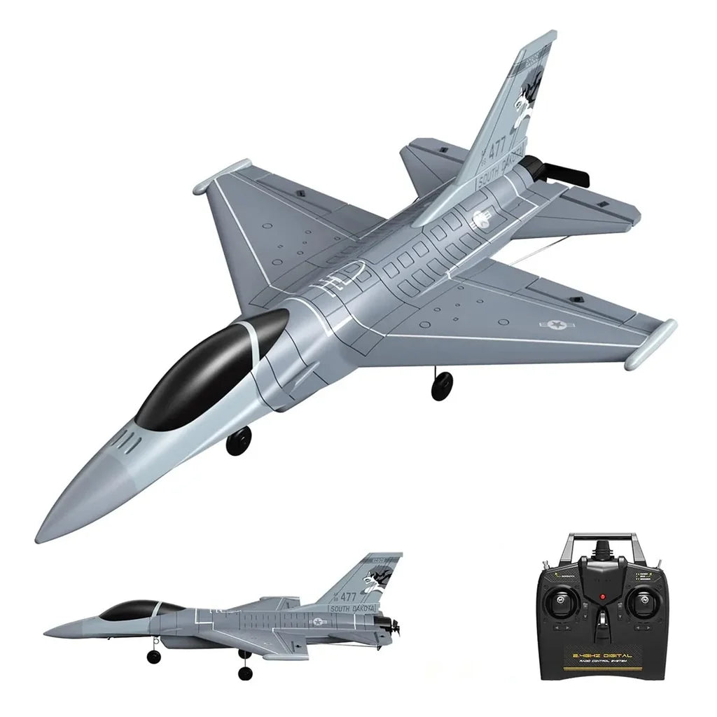 Side view of F16 Hawk 4CH RC Airplane RTF (Xpilot, 1-Key Aerobatic) 761-10 aviation RC model in durable ABS plastic with elec.