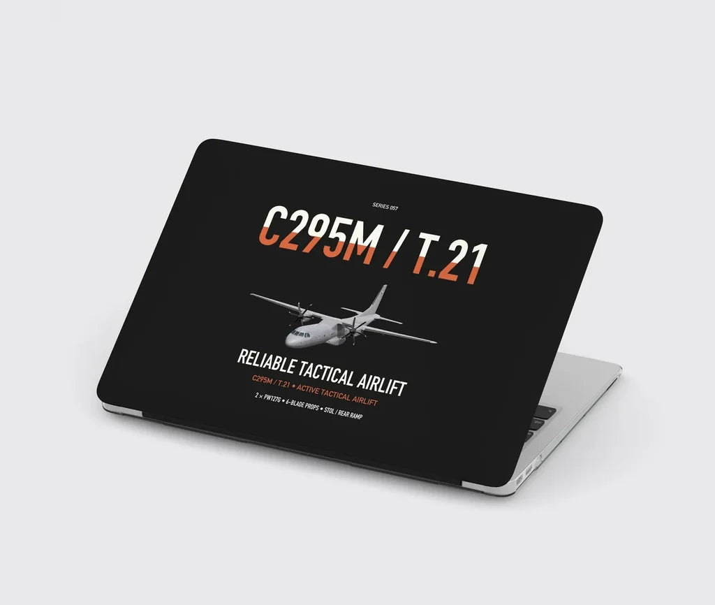 Airbus C295M T.21 design on black MacBook case