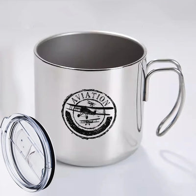 Aviation Lovers aviation design on portable mug, vacuum-insulated double-wall.