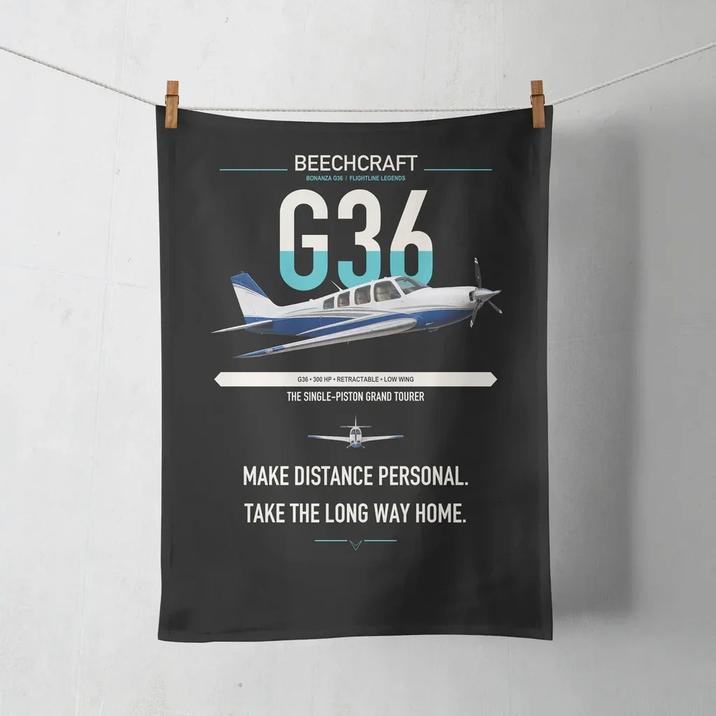 Beechcraft Bonanza G36 design on black towel