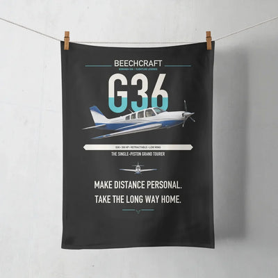 Beechcraft Bonanza G36 design on black towel