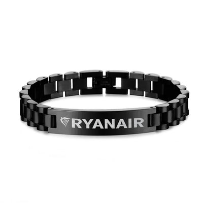 Ryanair Airlines aviation chain bracelet, stainless steel body with engraved detail.