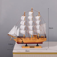Thumbnail for Side view of 33CM Wooden Mediterranean Ship Sailboat Model Ornament aviation model ship in diecast metal or wood with detaile.