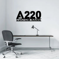 Thumbnail for Airbus A220 Flat Text aviation design on durable metal with painted finish metal wall sign.