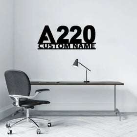 Airbus A220 Flat Text Wall Metal Signs