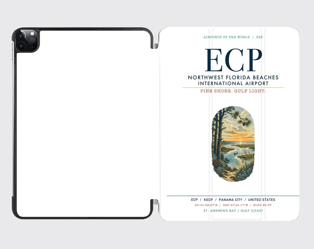 Northwest Florida Beaches International Airport (ECP) design on white ipad tablet case