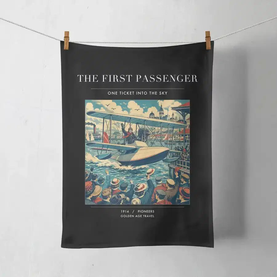 VINTAGE G4007 - The First Passenger - Designed Towels design on black