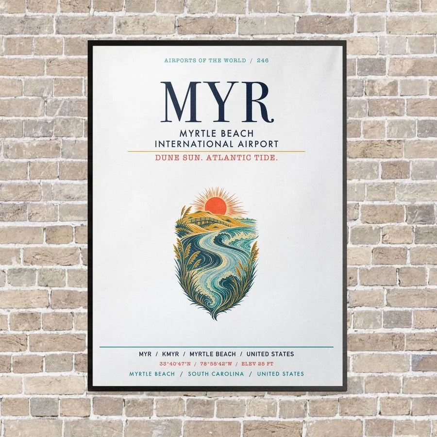 Myrtle Beach International Airport MYR vertical canvas print - framed - white background
