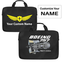 Thumbnail for Boeing 757 & Rolls Royce Engine (RB211) Laptop & Tablet aviation print laptop & tablet bag, padded polyester.