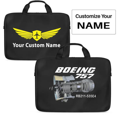 Boeing 757 & Rolls Royce Engine (RB211) Laptop & Tablet aviation print laptop & tablet bag, padded polyester.
