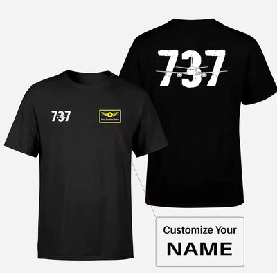 Boeing 737 aviation design printed on soft cotton double-side print T-shirt.