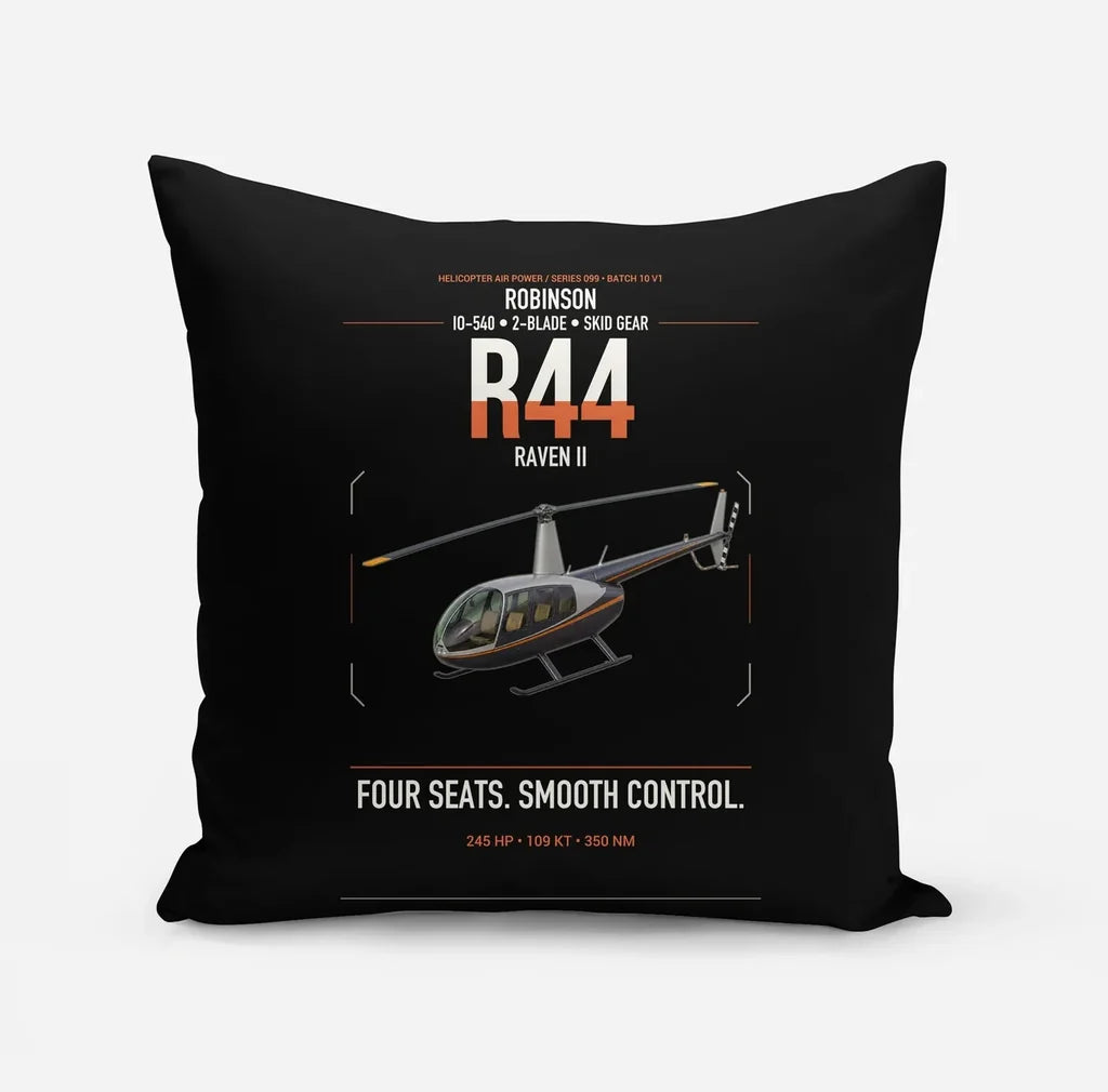 Robinson R44 Raven II design on black pillow