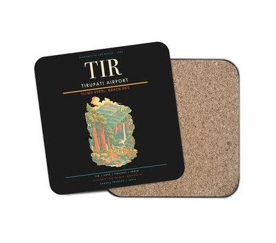 Tirupati Airport (TIR) design on black 1 piece coaster
