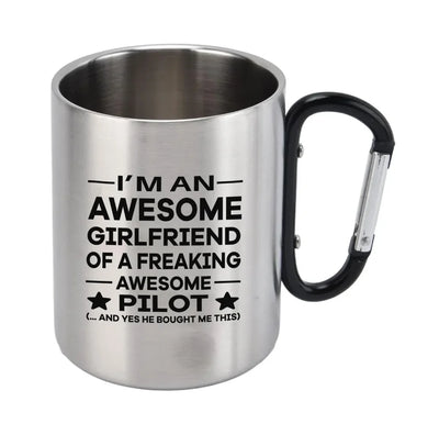I am an Awesome Girlfriend aviation design on outdoor mug, durable insulated construction.