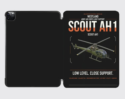 Westland Scout AH1 design on black ipad tablet case
