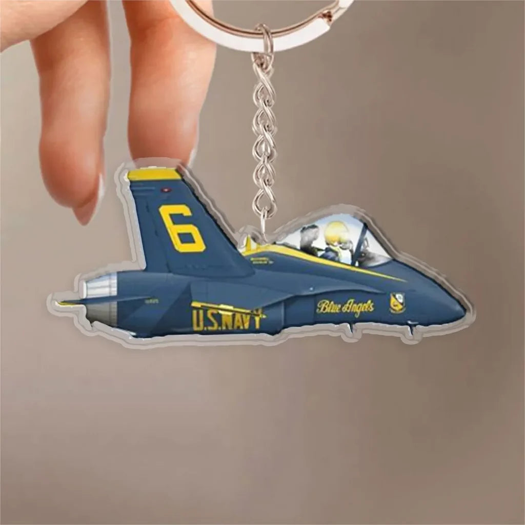 U.S. Navy Blue Angels Aerobatic Team FA-18 Design Acrylic Keychain