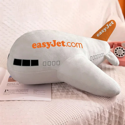 Easyjet Airlines aviation design on soft polyester filling airplane-shape decorative pillow.