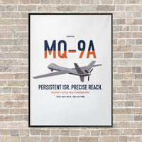 Thumbnail for MQ-9A Reaper vertical canvas print - framed - white background