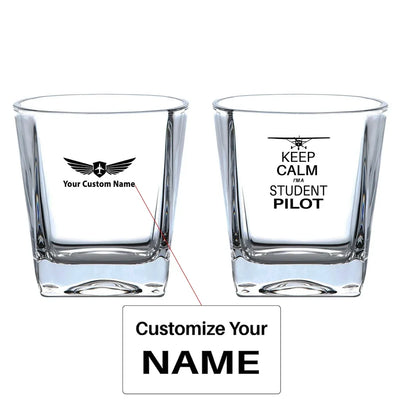 Student aviation design on whiskey glass, crystal-clear premium glassware.