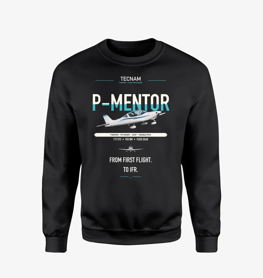 Tecnam P-Mentor design on black sweatshirt