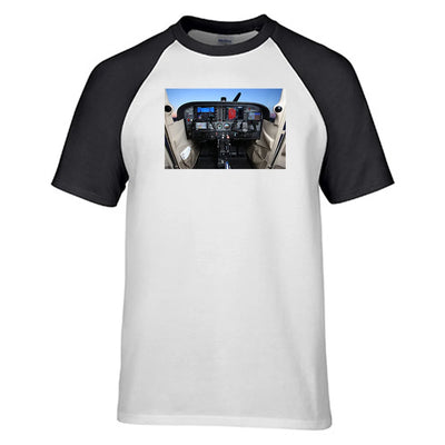 Cessna 172 Cockpit aviation design printed on soft cotton raglan T-shirt.