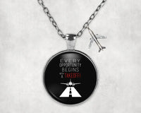Thumbnail for Every Opportunity aviation-themed necklace, polished stainless steel.