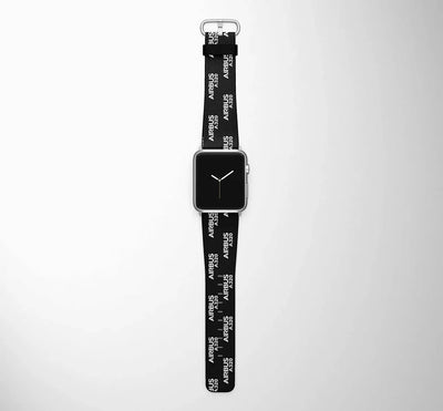 Airbus A320 & Text aviation-themed Apple Watch strap, polished durable silicone.