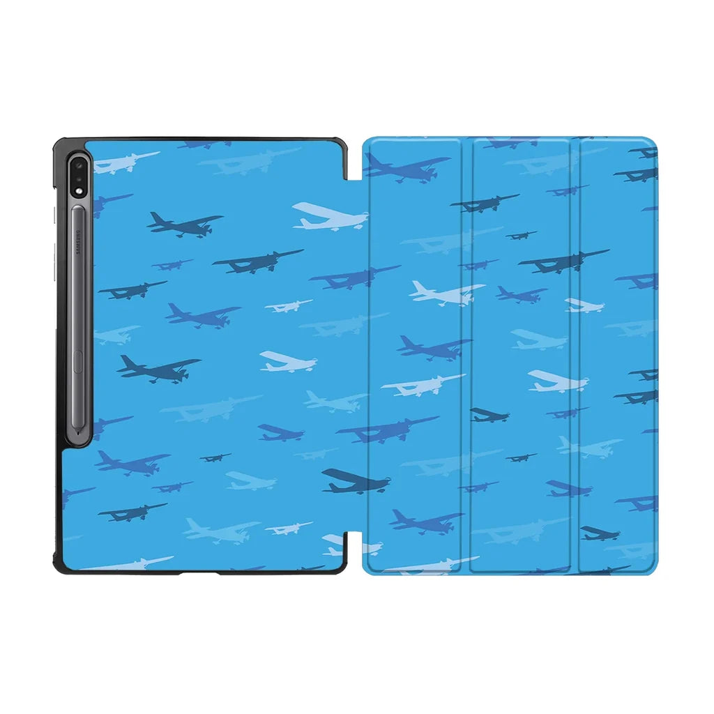 Many Propellers aviation design on tablet case for Samsung tablet.