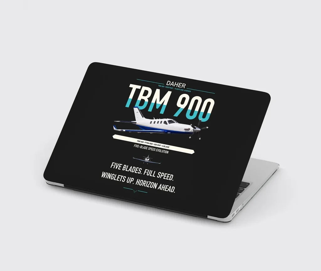 Daher TBM 900 design on black MacBook case