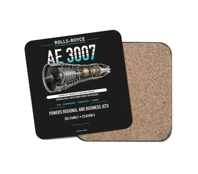 AE 3007 design on black 1 piece coaster
