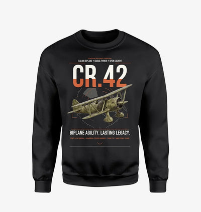 Fiat CR.42 Falco design on black sweatshirt
