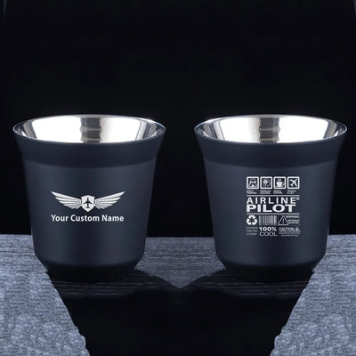 Airline Pilot Label aviation design on double-wall coffee mug, vacuum-insulated double-wall.