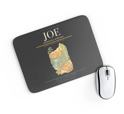 Joensuu Airport (JOE) design on black rectangle mouse pad