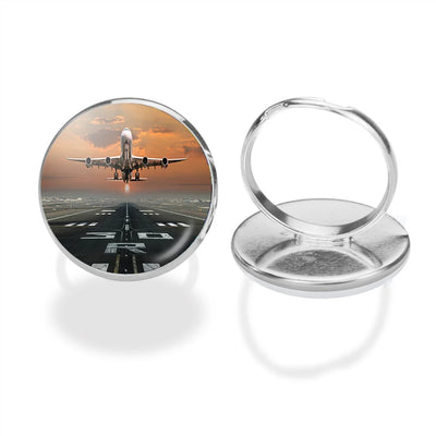 Aircraft Departing from RW30 aviation ring in stainless steel.