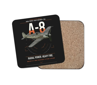 Focke-Wulf Fw 190A-8 design on black 1 piece coaster