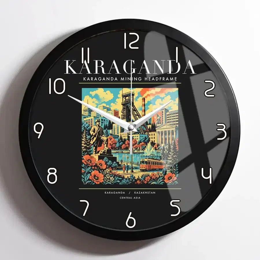 KARAGANDA - Poster - Wall Clock Framed - Black