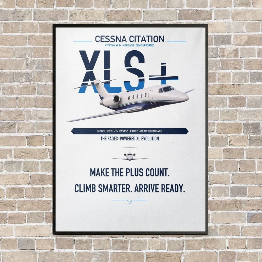 Cessna Citation XLSPlus vertical canvas print - framed - white background