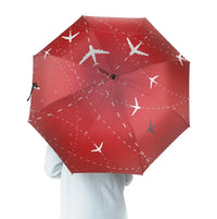 Thumbnail for Travelling with Aircraft (Red) aviation design on windproof polyester umbrella.