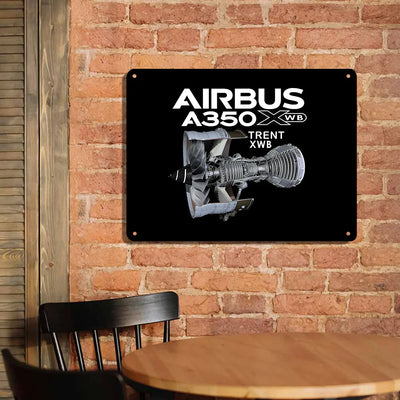 Airbus A350 & Trent Wxb Engine aviation design on durable metal with painted finish metal sign.