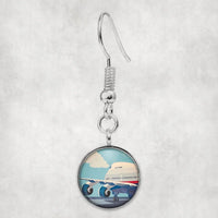 Thumbnail for Side view of Vintage Boeing 747 aviation earrings in hypoallergenic alloy, polished finish.